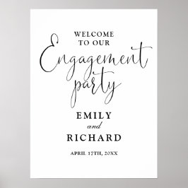 Zwart-wit verlovingsfeest welkomstbord poster
