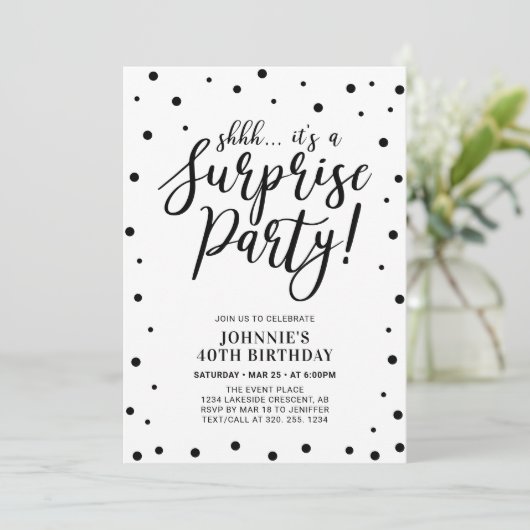 Zwart & Wit | Verrassende geboortedag voor volwass Kaart (Staand voorkant)