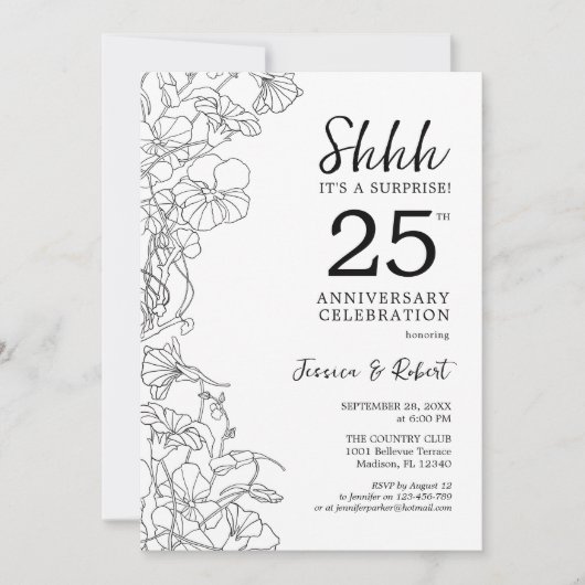 Zwart Wit Verrassing 25e Jubileum Kaart (Voorkant)