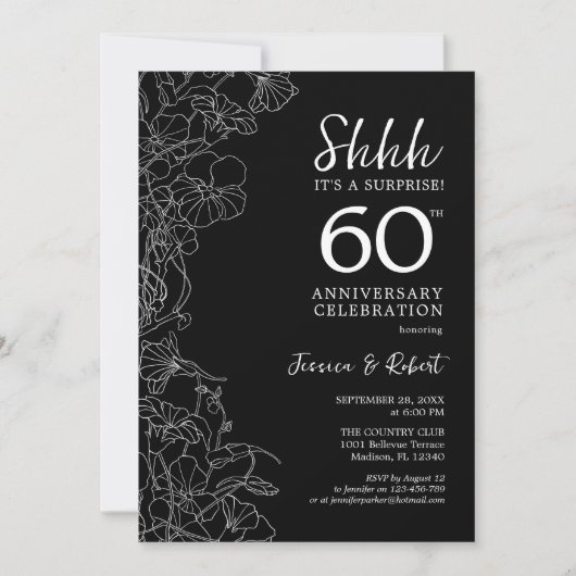 Zwart Wit Verrassing 60e Jubileum Kaart (Voorkant)