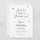 Zwart-wit Verrassing Verjaardag Uitnodiging (Voorkant)