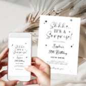 Zwart-wit Verrassing Verjaardag Uitnodiging