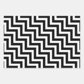 Zwart-wit Verschillende Maten Diagonale Chevron Inpakpapier Vel (Voorkant 2)