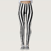 Zwart-wit vertaal streeppatroon leggings (Voorkant)
