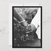 Zwart & Wit Verticaal Paar Foto Sla de datum op Kaart (Voorkant)