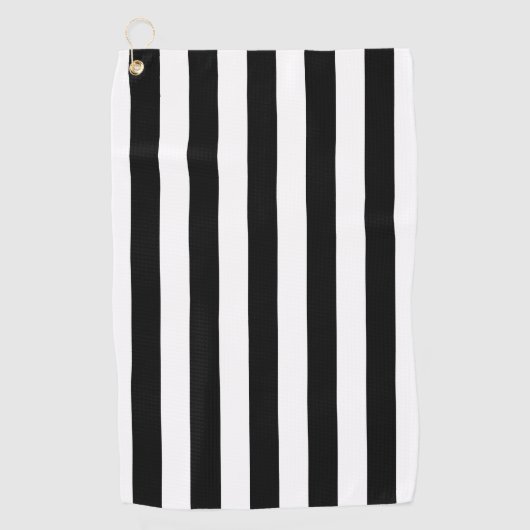 Zwart-wit verticaal streeppatroon golfhanddoek (Voorkant)