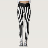 Zwart-wit Vertical Stripe Halloween kostuum Leggings (Voorkant)