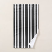 Zwart & Wit Verticale Streep Verfkwast Bad Handdoek (Handdoek)