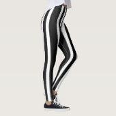 Zwart & Wit Verticale Streep Verfkwast Leggings (Rechts)