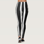 Zwart & Wit Verticale Streep Verfkwast Leggings (Achterkant)