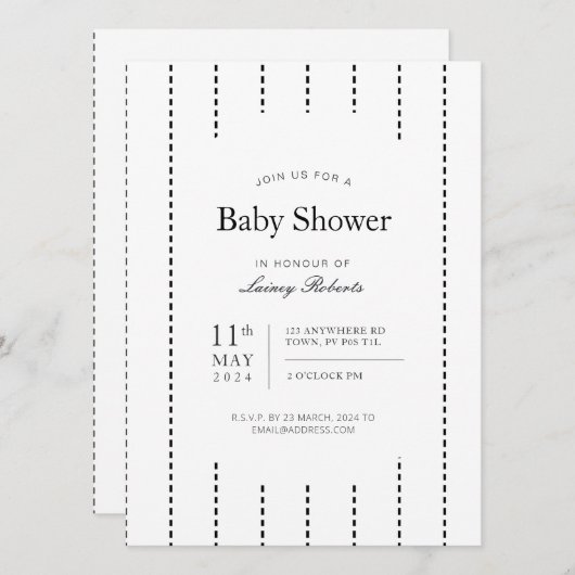 zwart-wit verticale streepjesdouche kaart (Voorkant / Achterkant)