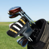 Zwart-wit verticale strepen gouden accenten golfheadcover (Insitu)