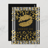 Zwart & Wit Verticale Strepen Gouden Faux Folie St Briefkaart (Voorkant / Achterkant)