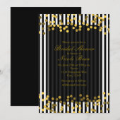 Zwart & Wit Verticale Strepen Gouden Faux Folie St Kaart (Voorkant / Achterkant)