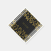 Zwart & Wit Verticale Strepen Gouden Faux Folie St Servet (Hoek)