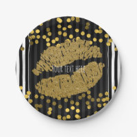 Zwart & Wit Verticale Strepen Gouden Lippen Kus