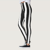 Zwart & Wit Verticale Strepen Halloween Kostuum Leggings (Links)