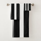 Zwart-wit verticale strepen zilveren accenten bad handdoek (Insitu)