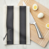 Zwart-wit - Verticale strips - Gothisch monogram Theedoek (Quarter Fold)