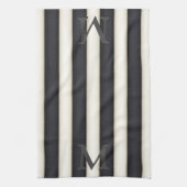 Zwart-wit - Verticale strips - Gothisch monogram Theedoek (Verticaal)