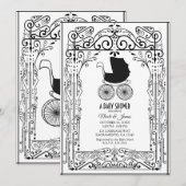 Zwart-wit  vervoer Deco Baby shower Kaart (Voorkant / Achterkant)