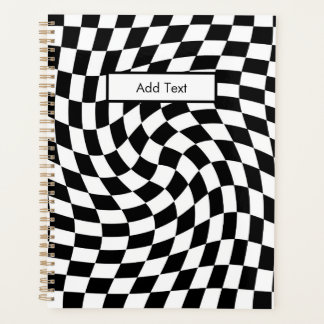 Zwart & Wit Vervormd Geruit Patroon Aangepast Planner