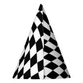 Zwart-wit vervormd geruite patroon feesthoedjes (Achterkant)