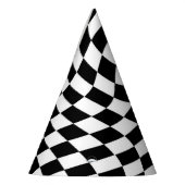 Zwart-wit vervormd geruite patroon feesthoedjes (Links)
