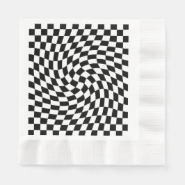 Zwart-wit vervormd geruite patroon servet