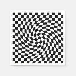 Zwart-wit vervormd geruite patroon servet