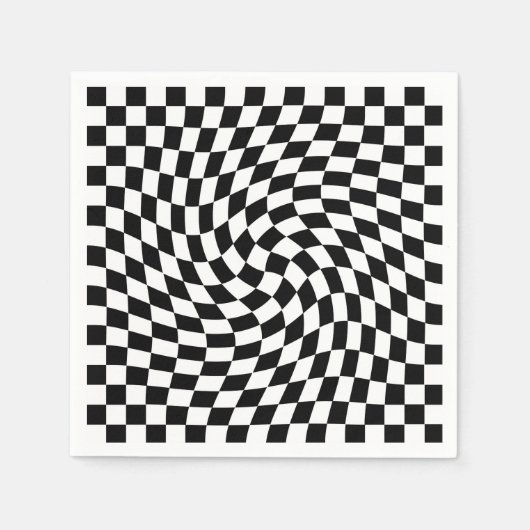 Zwart-wit vervormd geruite patroon servet (Voorkant)