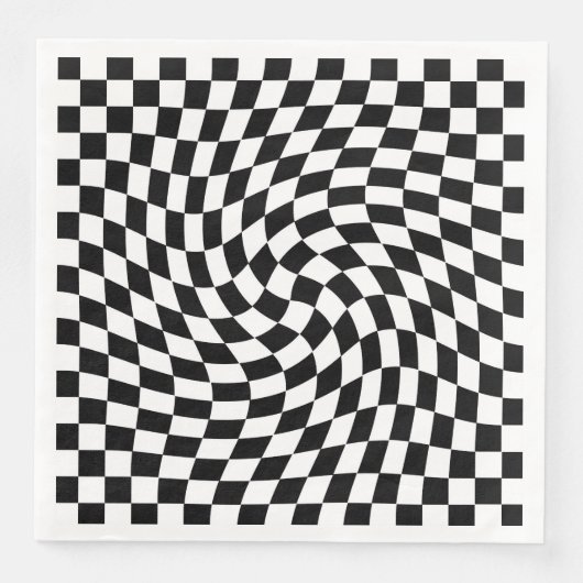 Zwart-wit vervormd geruite patroon servet (Voorkant)