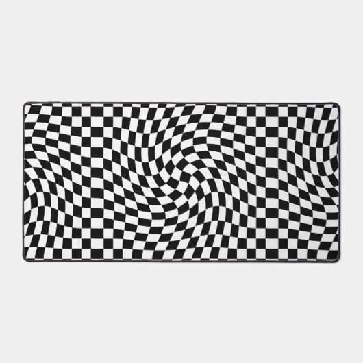 Zwart-wit verwrongen dambord bureaumat (Voorkant)
