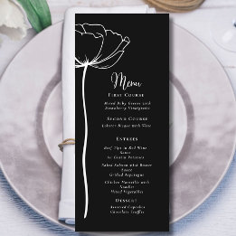 Zwart-wit Vet Bloemen Modern Eenvoudig Menu