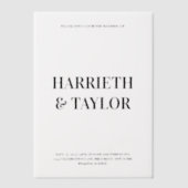 Zwart-wit Vet Gecentreerd Monogram Trouwen Vellum Uitnodigingen (Voorkant)