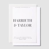 Zwart-wit Vet Gecentreerd Monogram Trouwen Vellum Uitnodigingen (Offset)