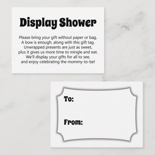 Zwart-wit, vet, geen omloopscherm, Baby shower Informatiekaartje (Voorkant / Achterkant)