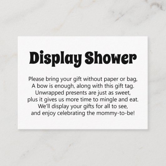 Zwart-wit, vet, geen omloopscherm, Baby shower Informatiekaartje (Voorkant)