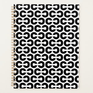 Zwart-wit Vet Letter C Patroon Alfabet Planner