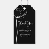 Zwart wit vet minimale bloemenbruiloft dank u cadeaulabel (Voorkant)