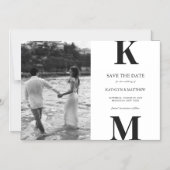Zwart-wit Vet Monogram Modern Save The Date Magnetische Uitnodiging (Voorkant)