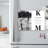 Zwart-wit Vet Monogram Modern Save The Date Magnetische Uitnodiging