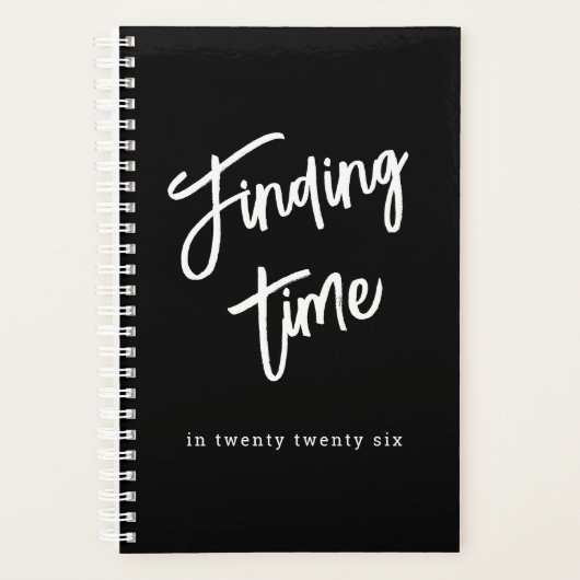 Zwart & Wit Vet Script Gepersonaliseerde Naam Planner (Voorkant)