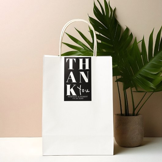 Zwart Wit Vet Simpel Dank u Wedding Favoriet Rechthoekige Sticker