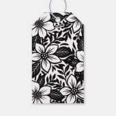 Zwart & Wit Vetgedrukte Bloemen Bloom Cadeaulabel (Achterkant)