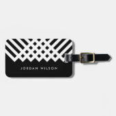 Zwart-wit Vetgedrukte Minimalistische Geometrische Bagagelabel (Voorkant horizontaal)