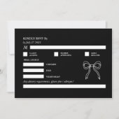 Zwart-wit Vetgedrukte Monochrome QR Code RSVP Bow Kaart (Voorkant)