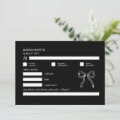 Zwart-wit Vetgedrukte Monochrome QR Code RSVP Bow Kaart (Staand voorkant)