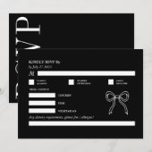 Zwart-wit Vetgedrukte Monochrome QR Code RSVP Bow Kaart (Voorkant / Achterkant)