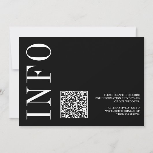 Zwart-wit Vetgedrukte zwart-wit QR-code RSVP Kaart (Voorkant)